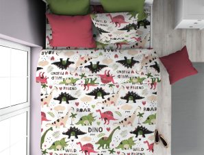 ΠΑΠΛΩΜΑΤΟΘΗΚΗ ΕΜΠΡΙΜΕ kids Dinosaur 518 160X240 Multi-Colour 100% Cotton