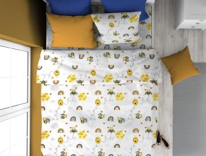 ΠΑΠΛΩΜΑΤΟΘΗΚΗ ΕΜΠΡΙΜΕ kids Honey Bee 545 160X240 White-Yellow 100% Cotton