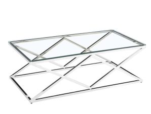 Τραπεζάκι Conor 04-0415 120x60x45cm Silver-Clear