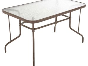 Τραπέζι Adam HM5679.04 Με Γυάλινη Επιφάνεια 120x70x71cm Champagne