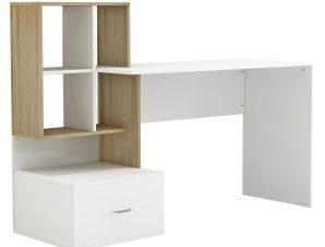 Γραφείο Με Βιβλιοθήκη HM8993.02 149x48x105cm White-Sonama