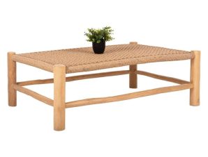 Τραπέζι Σαλονιού Londer HM5985 119×79,5x41cm Από Ξύλο Teak Rattan Natural