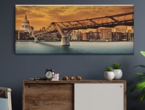 Η γέφυρα του Λονδίνου το σούρουπο, Πόλεις – Ταξίδια, Πίνακες σε καμβά, 100 x 40 εκ.