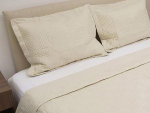 Κουβερλί Υπέρδιπλο Sunshine Home Percale κεντητό Beige 220×240