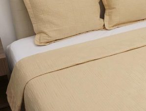 Κουβερλί Υπέρδιπλο Sunshine Home Percale κεντητό Cream 220×240