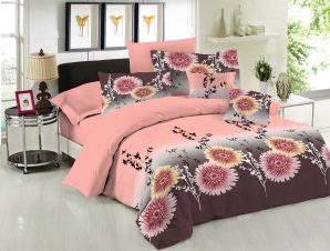 Σετ Κουβερλί Μονό 2 Τεμαχίων Le Blanc Premium Chrysanthemum Peach 160×240